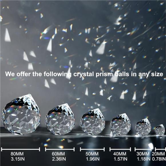 20 Pack Crystal Ball 0.8"/20mm Prism Sun Shine Catcher Rainbow Pendants Maker - Picture 2 of 7